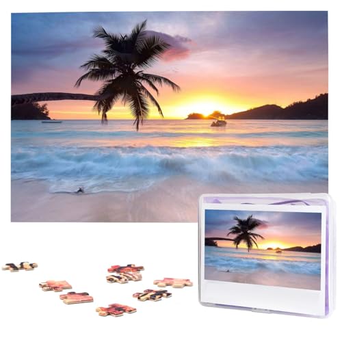 Sunrise Tropical Island Puzzles 1000 Teile Personalisierte Puzzles Fotos Puzzle für Familie Bilderpuzzle für Erwachsene Hochzeit Geburtstag (74,9 x 50 cm) von KHiry