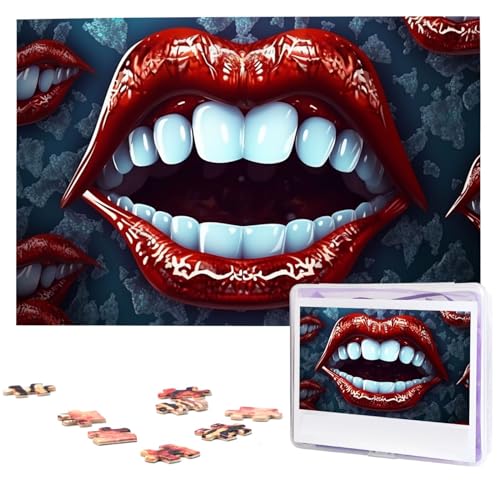 The lip screams Puzzles, 1000 Teile, personalisiertes Puzzle, Foto-Puzzle für Familie, Bilderpuzzle für Erwachsene, Hochzeit, Geburtstag (74,9 x 50 cm) von KHiry