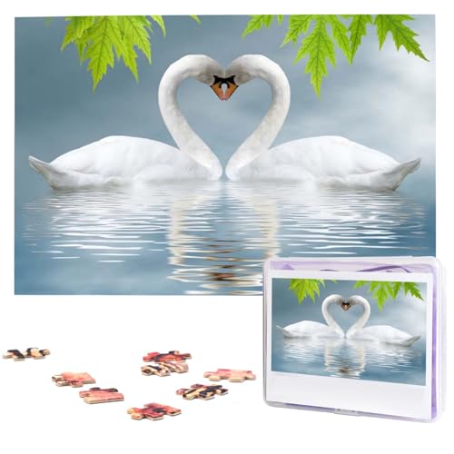 Two Swans Puzzles 1000 Pieces Personalized Jigsaw Puzzles Photos Puzzle for Family Picture Puzzle for Adults Wedding Birthday (74.9 cm x 50.0 cm) von KHiry