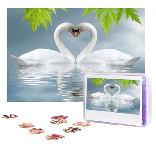 Two Swans Puzzles 300 Pieces Personalized Jigsaw Puzzles Photos Puzzle for Family Picture Puzzle for Adults Wedding Birthday (38.1 cm x 25.4 cm) von KHiry