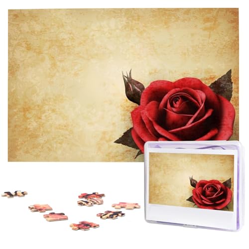 Vintage Papier mit Blumen Puzzles 1000 Teile Personalisierte Puzzles Fotos Puzzle für Familie Bilderpuzzle für Erwachsene Hochzeit Geburtstag (74,9 x 50 cm) von KHiry