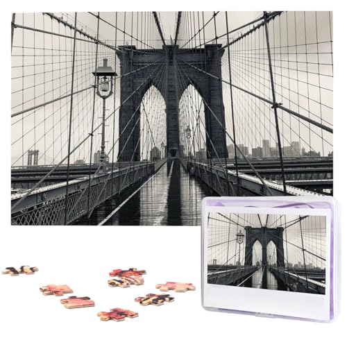 Walk on The Brooklyn Bridge Puzzles 1000 Teile Personalisierte Puzzles Fotos Puzzle für Familie Bilderpuzzle für Erwachsene Hochzeit Geburtstag (74,9 x 50 cm) von KHiry