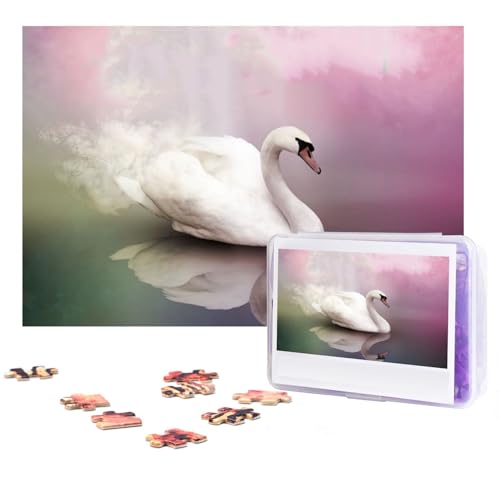 White Swan Puzzles 300 Teile Personalisierte Puzzles Fotos Puzzle für Familie Bilderpuzzle für Erwachsene Hochzeit Geburtstag (38,1 x 25,4 cm) von KHiry