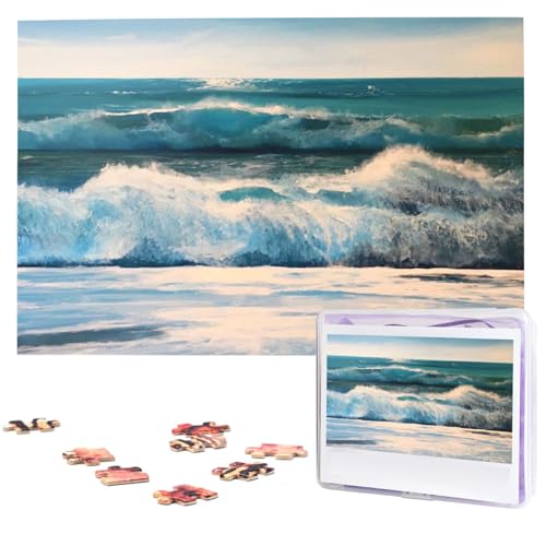 Wild Seas Puzzles 1000 Teile Personalisierte Puzzles Fotos Puzzle für Familie Bilderpuzzle für Erwachsene Hochzeit Geburtstag (74,9 x 50 cm) von KHiry