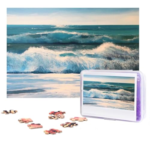 Wild Seas Puzzles 300 Teile Personalisierte Puzzles Fotos Puzzle für Familie Bilderpuzzle für Erwachsene Hochzeit Geburtstag (38,1 x 25,4 cm) von KHiry