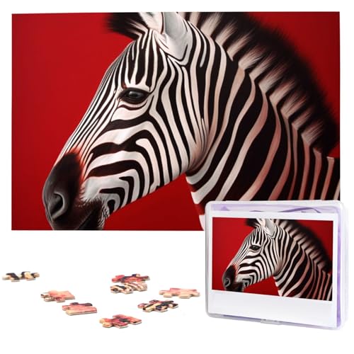 Zebra Red Puzzles 1000 Teile Personalisierte Puzzles Fotos Puzzle für Familie Bilderpuzzle für Erwachsene Hochzeit Geburtstag (74,9 x 50 cm) von KHiry