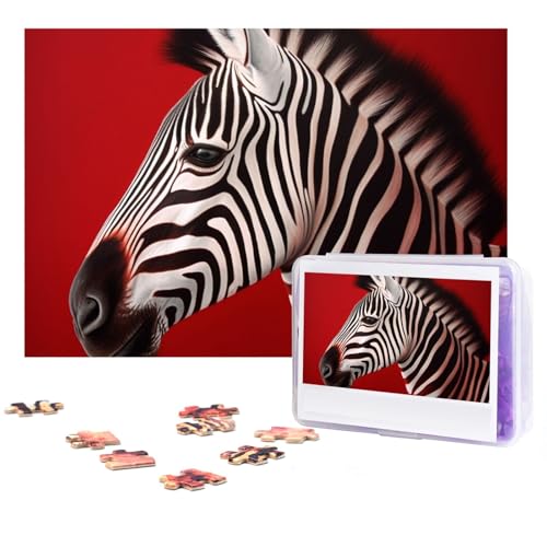 Zebra Red Puzzles 300 Teile Personalisierte Puzzles Fotos Puzzle für Familie Bilderpuzzle für Erwachsene Hochzeit Geburtstag (38,1 x 25,4 cm) von KHiry