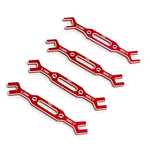 KICHI 4-Teiliger Schraubenschlüssel 3/3,2/3,5/3,7/4/5/5,5/6 mm Spannschlossmutter Kugelgelenk-Entferner Universalwerkzeug für RC-Auto-Drohnenboot, Rotes Teilezubehör von KICHI