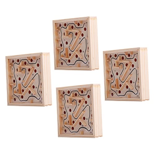 4 Stück Palmenlabyrinth Balance-Labyrinth-Brett Labyrinth-Labyrinth-Spiel Kinder Puzzle Spielzeug für Kinder labyrinthus hölzernes Labyrinth-Spielzeug Holzlabyrinth Spielzeug Beige KICHOUSE von KICHOUSE