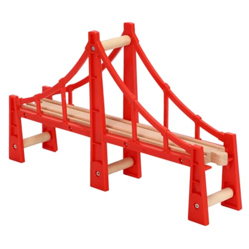 KICHOUSE Eisenbahnspielzeug Brückenmodell Für Spiele Spielzeugeisenbahnbrücke Gleismodell Ersatz-eisenbahnbrücke Eisenbahnbrücke Spielzeug Dekorative Eisenbahnbrücke Gleisbrücke Hölzern Rot von KICHOUSE