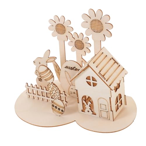 KICHOUSE 1 Satz 3D-Puzzle-Kaninchen Osterei-Figur Osterdekoration Hase Mini-Kaninchen-Häschen-Figuren Puzzlematte Osterkinder-Puzzlespielzeug Osterspielzeug für Kleinkinder Lernpuzzle Holz von KICHOUSE