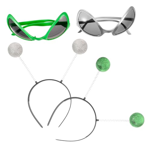 KICHOUSE 1 Satz Alien-stirnband Lustiges Stirnband Partybrille Lustige Brille Neuheitsbrille Alien-requisite Alien-antennen-stirnband Party-haarschmuck Alien-stirnbänder Alien-brille Eisen von KICHOUSE