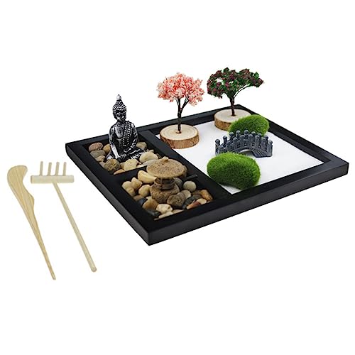 KICHOUSE Chinesischer Mini-Zen-Garten-kit Realistische Sandtisch-kunstware Buddha-Figur für Den Schreibtisch- von KICHOUSE