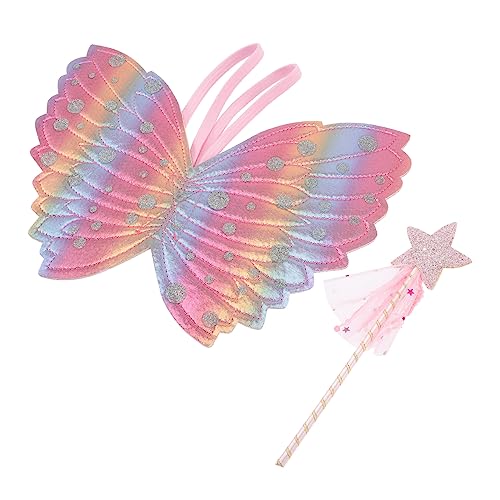 KICHOUSE 1 Satz Engelsflügel Mädchen Fee Zauberstab kreativer Feenstab Rollenspielzubehör für Feen Stern feeflügeln Fairy Wand tragbarer Zauberstab Feenhafter Zauberstab Stoff Colorful von KICHOUSE