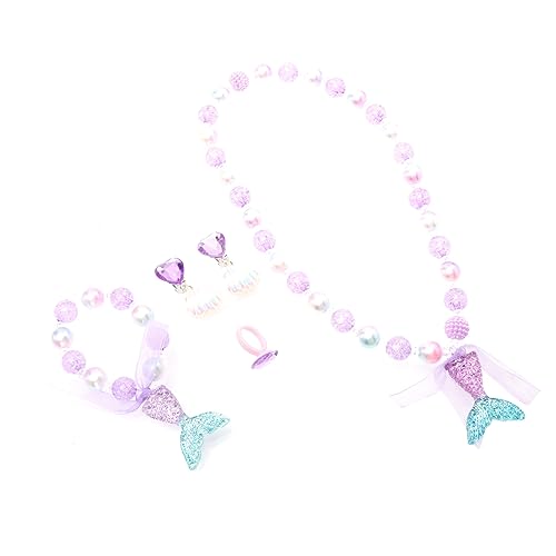 KICHOUSE 1 Satz Halskette für Kinder Geschenke für Kinder kindergeschenke Mädchen Prinzessin Halskette Armband Meerjungfrau Halskette Ohrringe eine Halskette Schmuckzubehör Perle von KICHOUSE