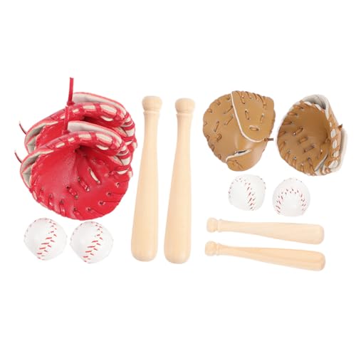 KICHOUSE 1 Satz Holz-Miniatur-baseballschläger-handschuh-Ball-bausatz Puppenhaus-Mini-Baseball-bausatz von KICHOUSE