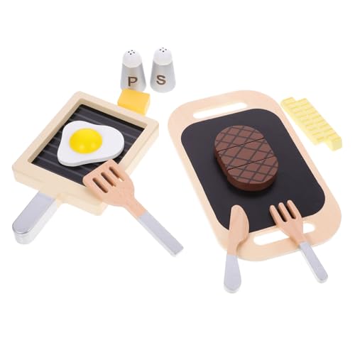 KICHOUSE 1 Satz Holzgeschnittenes Steak Jungs Burger Künstliches Steak-spielset Mini-Steak Aus Holz Spielset Mit Gefälschten Lebensmitteln Aus Holz Hölzern von KICHOUSE