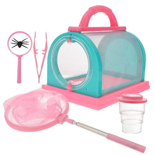 KICHOUSE 1 Satz Insektenbeobachtungsset Käferkäfig Outdoor-Spielset für Kleinkinder Käfig im Freien Insekten fänger Insektenfänger Outdoor-Explorer-Fänger Kinderfangnetz Stoff Rosa von KICHOUSE