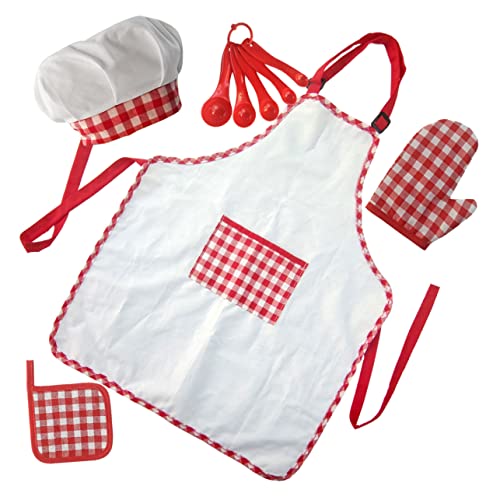 KICHOUSE 1 Satz Kochschürze für Kinder Küche Bausätze schürze Kinder Bausatz kinderkochmütze kochmützen für Kinder Jungenschürzen zum Kochen von Kindern Kochsets für Kinder Baumwolle rot von KICHOUSE