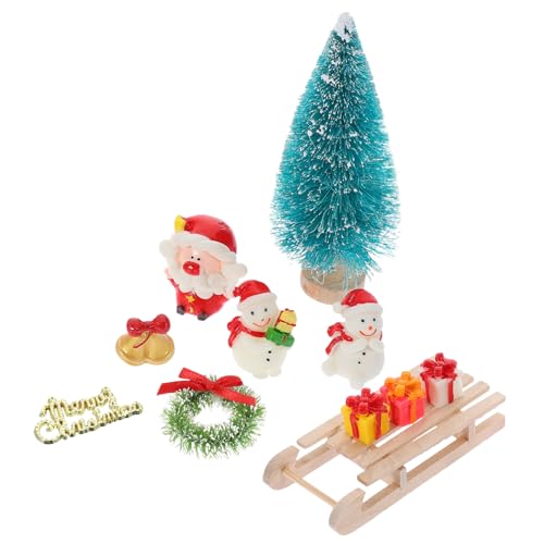 KICHOUSE 1 Satz Möbelverzierung Mini-zubehör Minifiguren Für Weihnachten Weihnachtspuppenhaus-DIY-Dekoration Weihnachts-Mini-Ornamente Miniaturmodelle Mini-Weihnachtsbaum-Modell Hölzern von KICHOUSE