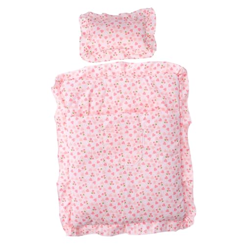 KICHOUSE 1 Satz Puppen-erdbeer-Schlafsack Puppenhauskissen Puppenhausbettwäsche Rosa Mini-Schlafzimmer-Accessoires Mini-Decke Mini-Schlafsack Für Puppen Bettwäsche Für Puppenhaus Stoff von KICHOUSE