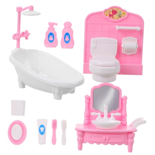 KICHOUSE Miniaturen Miniatur Puppenhaus Badezimmer Öbel Set Badewanne Toilette Und Zubehör Für Kreatives Puppenhaus Deko Und Für Perfekt Für Rollenspiele Nursery Furniture von KICHOUSE