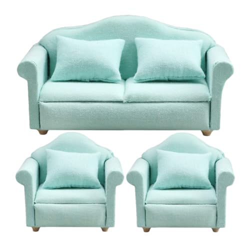 KICHOUSE 1 Satz Puppenhaussofa Grüne Couch Miniaturmöbel Mini-sitzbank Dekoratives Kleines Sofa Miniatur-Sofa-Modell Mini-sofamodell Mit Blumenmuster Puppencouch Mini-sofamöbel Stoff Green von KICHOUSE