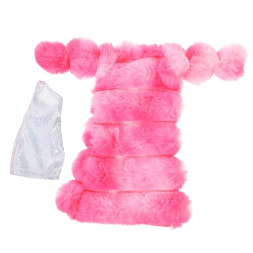 KICHOUSE 1 Satz Puppenkleidungszubehör Pyjama Puppen Kleidung Puppen Klamotten puppenhauszubehör Puppenkleidung für Babypuppen Kleidung für Puppen Puppen-Outfits Plüsch Rosa von KICHOUSE