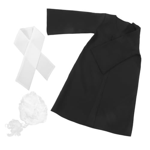 KICHOUSE 1 Satz Richteruniform Für Kinder Kolonialrichter Perücke Richter Kostümzubehör Rechtsanwalt Perücke Richter-Halloween-kostüm Richterrobe Für Kinder Richter-Cosplay Black Polyester von KICHOUSE