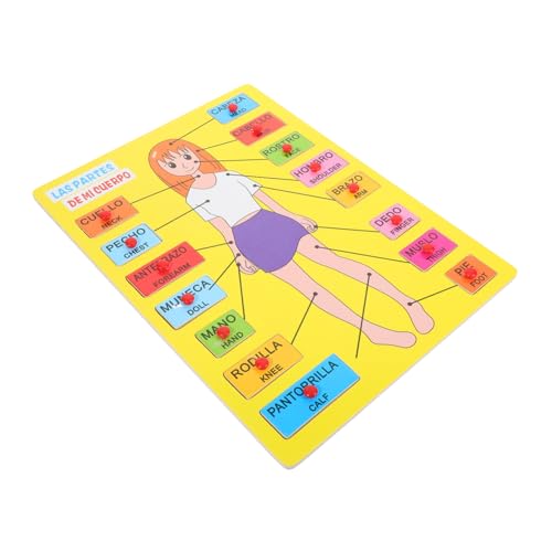 KICHOUSE 1 Satz Spanisches Rätsel Anatomie Spielen Anzieh-steckpuzzle Puzzle des Menschlichen Körpers Menschlicher Körper Puzzle Für Kinder Mein Körperrätsel Für Kleinkinder Spielzeug Holz von KICHOUSE