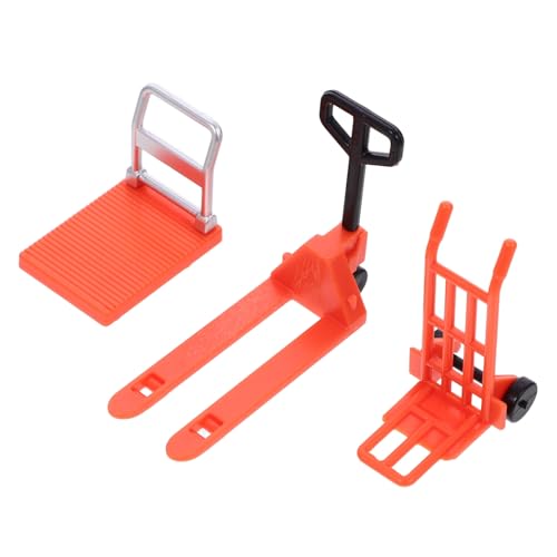 KICHOUSE 1 Satz Spielzeug Für Den Straßenverkehr Zubehör Kinderschubkarre Mini-Gabelstapler Miniatur-handrolle Spielzeugmodell Eines Gabelstaplers Miniatur-handwagen Auto LKW Plastik Orange von KICHOUSE