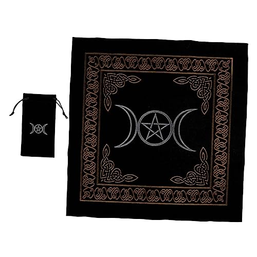 KICHOUSE Samt Tischdecke 1 Satz Tarot-tischdecke Tarotkartendecks Tarottuch Zum Lesen Tarotkarten Mit Reiseführer Tarotdecks Altartisch Tarotkarten Für Anfänger Pentagramm -tischdecke Stoff von KICHOUSE