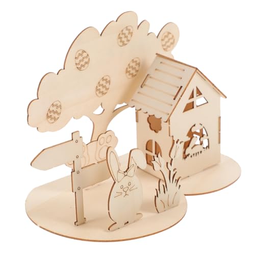 KICHOUSE 1 Set 3D Puzzle Kaninchen 3D Puzzle Ostern Tier Bausatz Kinder 3D Osterpuzzle 3D Tierpuzzlemodelle Lustige Kaninchenpuzzles Hase Osterpuzzle Ostern 3D Puzzle Spielzeug Holz von KICHOUSE