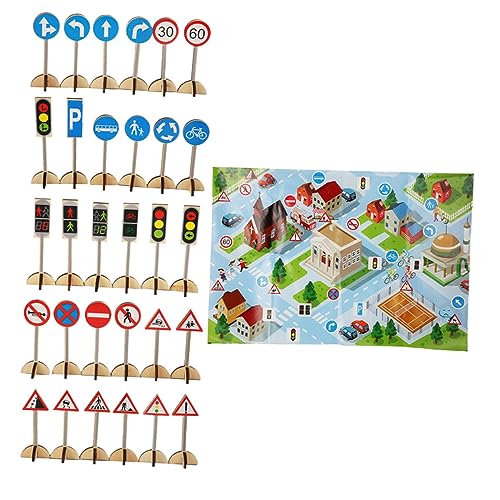 KICHOUSE 1 Set Hölzerne Kindergarten Lehrmittel Kognitive Spielzeuge Mit Verkehrsschildern Ideal Für Kinder Fördert Spiel Und Lernen Spaß Mit Realistischen Verkehrszeichen von KICHOUSE