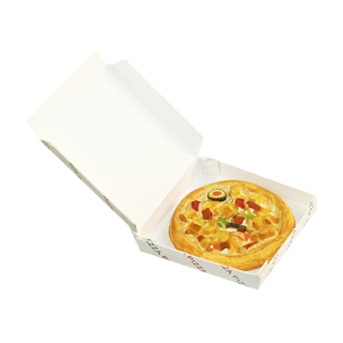 KICHOUSE 1 Set Mini Pizza Mit Box Miniaturen Puppenhaus Puppenhaus Pizza Requisite Gefälschte Pizza Winzige Lebensmittel Requisite Mini Pizza Dekor Künstliche Pizza Puppenhaus von KICHOUSE