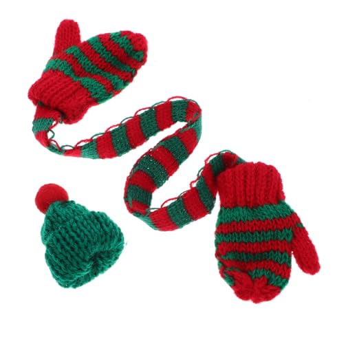 KICHOUSE 1 Set Mini Strickmütze Puppenzubehör Schöne Kleine Hüte Weihnachtsschal Weihnachtsparty Zubehör Weihnachts DIY Bastelbedarf Miniatur Schal Mini Mütze Zum Basteln Mini von KICHOUSE