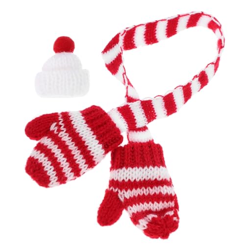 KICHOUSE 1 Set Mini Strickmütze Schneemann Mütze Weihnachtsfeier Dekoration Bezaubernde Miniatur Schals Dekorative Strickmütze Und Schal Kreative Haushaltsdekoration Weihnachtsmütze von KICHOUSE