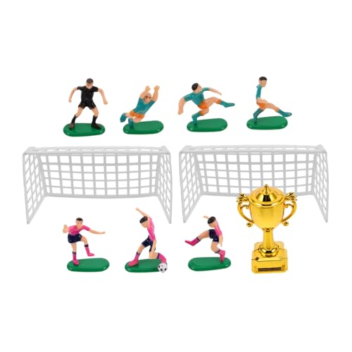 KICHOUSE 1 Set Puppenhaus Miniatur Trophäenmodell Winzige Kunststoff Fußballspieler Miniatur Trophäe Fußball Themen Kuchendekoration Mini Kunststoff Wiederverwendbar von KICHOUSE