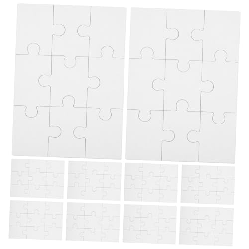 KICHOUSE 10 Blätter Leere Puzzles Übermalbare Puzzles Rechteckiges Weißes Puzzle Bemalbares, Beschreibbares Puzzle Leeres Puzzle Zum Dekorieren 3D-rätsel DIY-rätsel Beige Hölzern von KICHOUSE