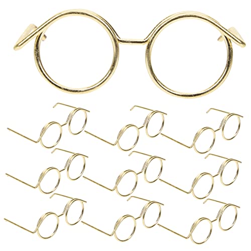 KICHOUSE Goldene Puppenbrille Mini Puppenbrillen Mit Runden Metallrahmen Puppenzubehör Für Das Ankleiden Von Puppen Modische Accessoires Für Kreative Bastelprojekte Ideale Geschenkidee Für von KICHOUSE