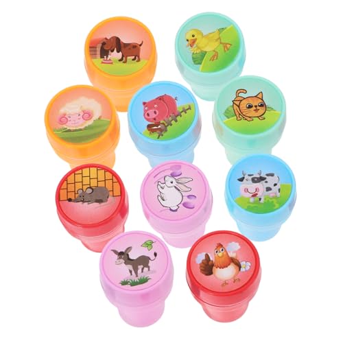 KICHOUSE 10St Kinderstempel Tiere Stempel für Geburtstagsgeschenke Stempel Tiere Farmtier Briefmarkenspielzeug Spielzeugbauernhof Ostermarken Viehspielzeug PVC von KICHOUSE