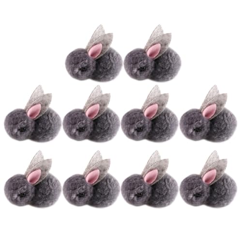 KICHOUSE 10St Plüsch Häschen kleine Hasenplüschpuppe kleine Plüschtiere Kuscheliger, realistischer Hase aus Plüsch Bunny pummeluff Kuscheltier Kaninchen- Kleidungsstückverzierung Grey von KICHOUSE