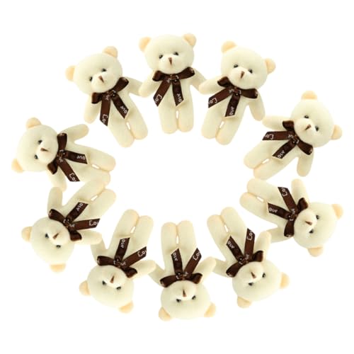 KICHOUSE 10St Plüschbär-Schlüsselanhänger Puppe Bärenspielzeug ausgestopft Bär Plüsch bär anhänger Spielzeug hängende Mini-Bärenfiguren Wohnaccessoire PP Baumwolle Beige von KICHOUSE