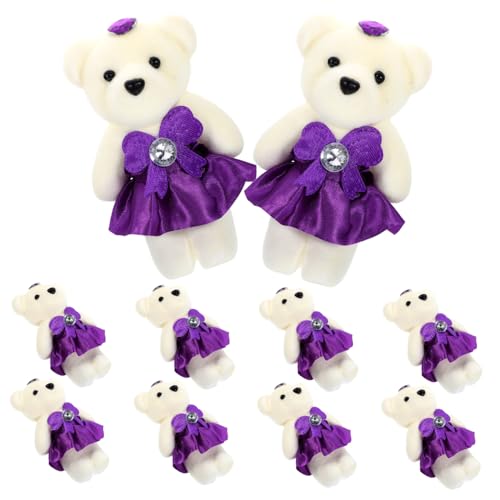 KICHOUSE 10st Bärenpuppe Gefüllte Puppendekoration Bär Puppe Stofftier Bequemer Kuschelbär Entzückender Stoffbär Weicher Stoffbär Ausgestopftes Bärenspielzeug Bär Plüschpuppe Violett Schaum von KICHOUSE