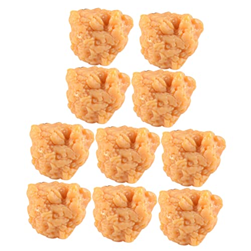 KICHOUSE 10st Simulation Hühner Reis Simulierte Gebratene Hühnernuggets Verschleißfeste Chicken Nuggets Simulation Gebratener Chicken Nuggets Gefälschtes Gekochtes Hähnchen PVC von KICHOUSE