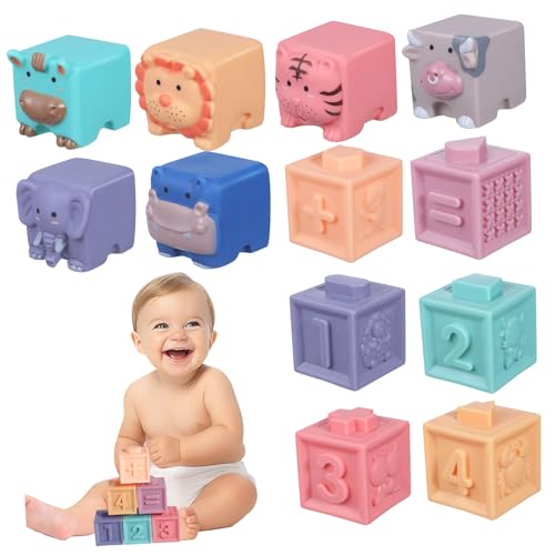 KICHOUSE 12 Stück Weiche Babyblöcke Aus Farbenfrohes Kleinkind Bauspielzeug Für Babys Ideal Für Die Babyparty Und Zur Der Motorik Sicheres Spielzeug Für äuglinge von KICHOUSE