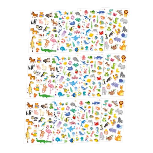 KICHOUSE 12St Aufkleber mit Meerestieren belohnungssticker Kinder tiersticker wasserfeste Sticker Exquisite Aufkleber Tier-Aufkleber Meeresdekorationen Wasserflaschenaufkleber Tiere PVC von KICHOUSE