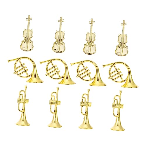 KICHOUSE 12St Weihnachtsdekoration für Musikinstrumente Baumschmuck zum Aufhängen Anhänger für Musikinstrumente Kinder musikinstrumente weihnachtsbaumdeko Instrumentenmodell-Anhänger Golden von KICHOUSE