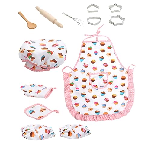 KICHOUSE 13 Stück Küchenutensilien Set Mit Kuchenschürze Kochmütze Und Messer Für Kleinkinder Zum Backen Und Kochen Ideales Für Die Kinderküche von KICHOUSE