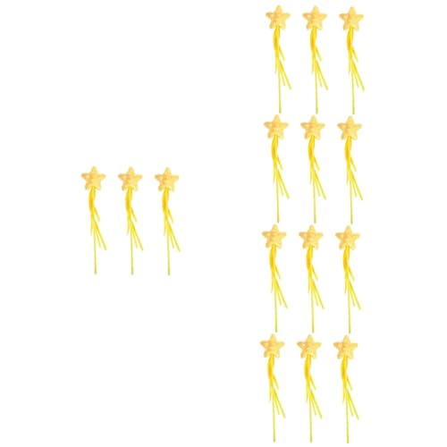 KICHOUSE 15 STK Zauberstab Schleife Zauberstäbe für Kinder Glitzer-Prinzessinnen-Zauberstäbe Sternenstab heeloween Fairy Wand Bühnen-Performance-Requisite Feenstab für Kinder Plastik Yellow von KICHOUSE